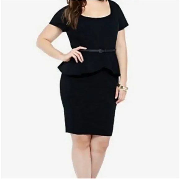 Torrid Black Peplum Cut Out Back Dress - Picture 1 of 6